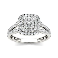 1/2 CT.T.W. Natural Diamond 10K White Gold Engagement Ring
