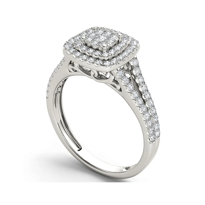1/2 CT.T.W. Natural Diamond 10K White Gold Engagement Ring