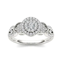 1/2 CT.T.W. Natural Diamond Cluster 10K White Gold Engagement Ring