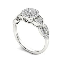 1/2 CT.T.W. Natural Diamond Cluster 10K White Gold Engagement Ring