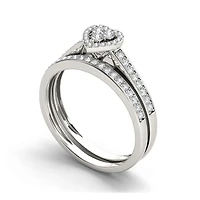 1/2 CT.T.W. Natural Diamond 10K White Gold Heart-Shaped Bridal Set