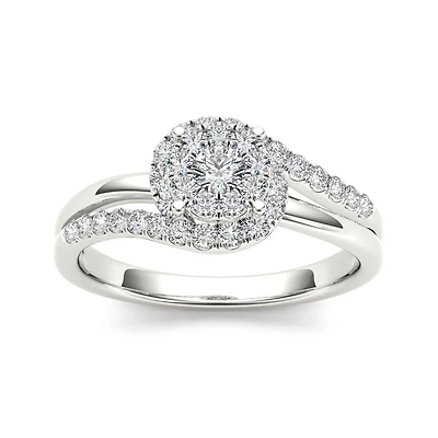 1/2 CT.T.W. Natural Diamond 10K White Gold Engagement Ring