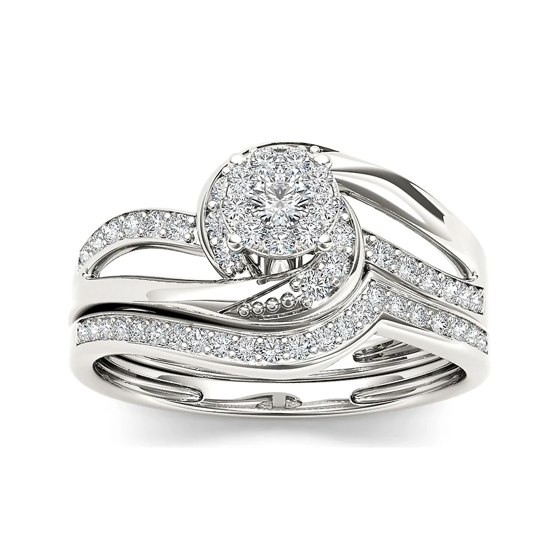 1/ CT.T.W. Natural Diamond 10K White Gold Bridal Set