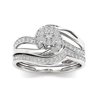 1/ CT.T.W. Natural Diamond 10K White Gold Bridal Set
