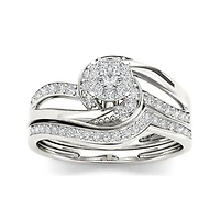 1/ CT.T.W. Natural Diamond 10K White Gold Bridal Set