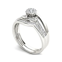 1/ CT.T.W. Natural Diamond 10K White Gold Bridal Set