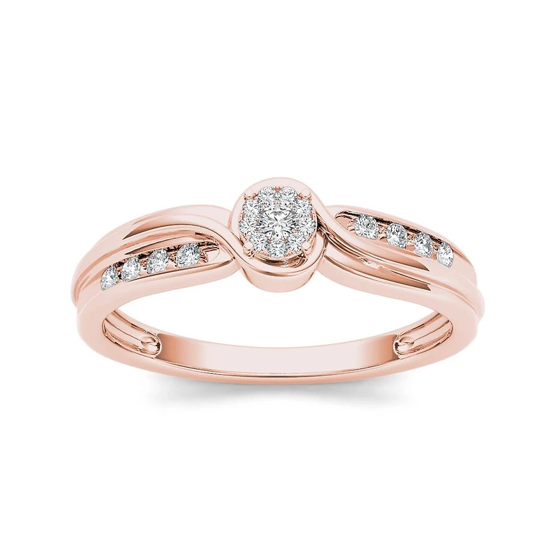 1/10 CT.T.W. Natural Diamond 10K Rose Gold Engagement Ring
