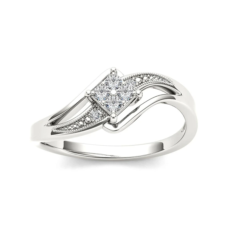 1/10 CT.T.W. Natural Diamond 10K White Gold Engagement Ring