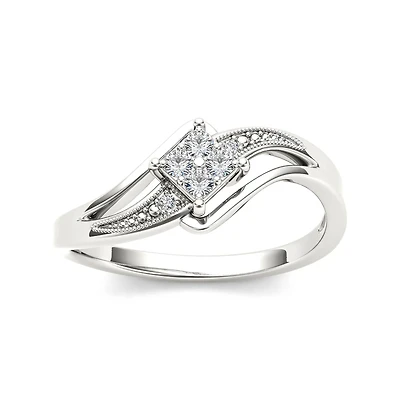 1/10 CT.T.W. Natural Diamond 10K White Gold Engagement Ring