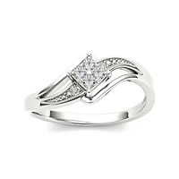1/10 CT.T.W. Natural Diamond 10K White Gold Engagement Ring