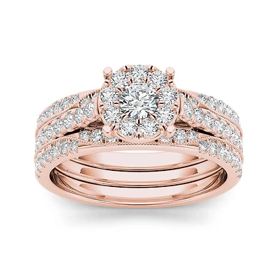 1 CT.T.W. Natural Diamond 14K Yellow Gold Bridal Set
