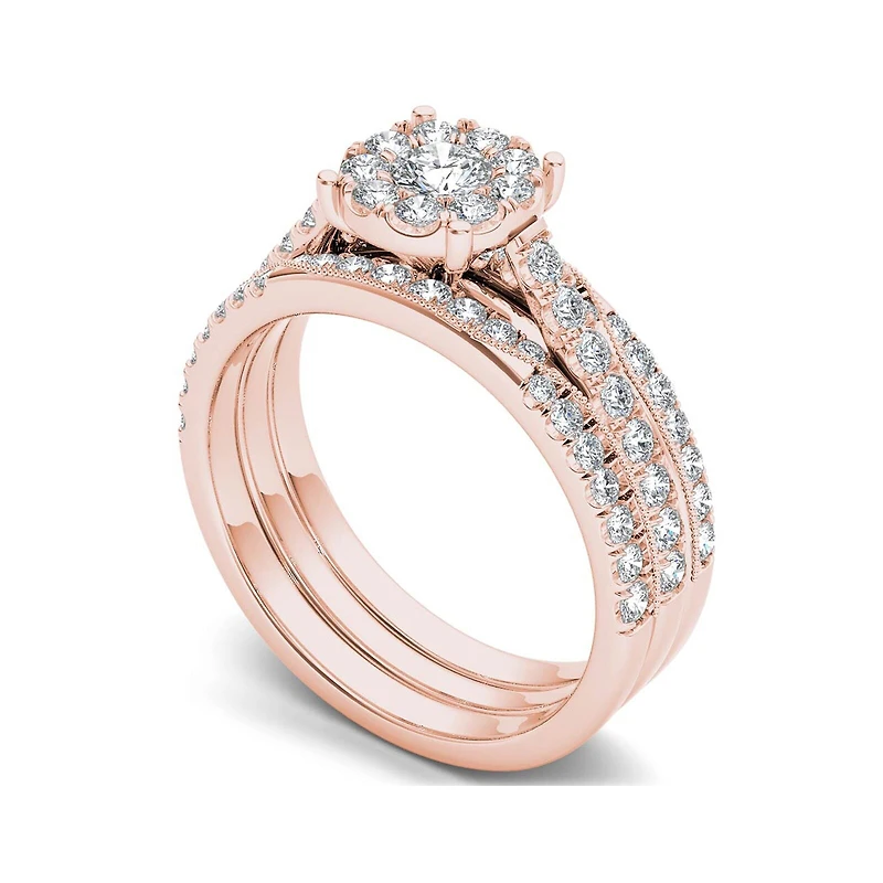 1 CT.T.W. Natural Diamond 14K Yellow Gold Bridal Set