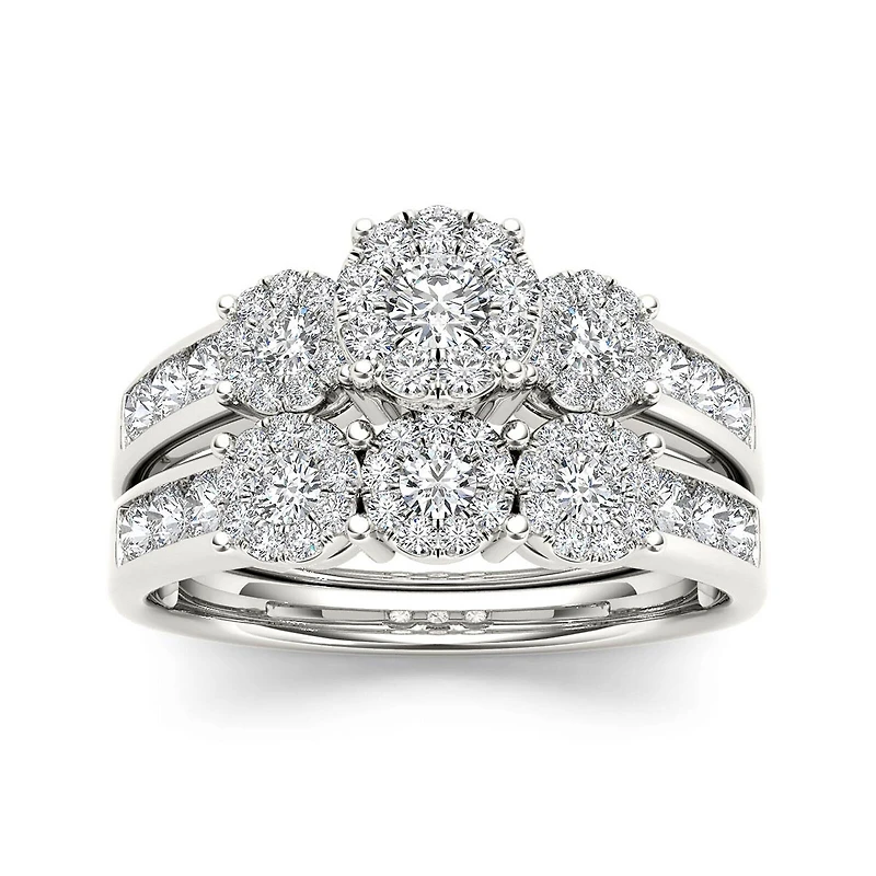 3/4 CT.T.W. Natural Diamond 10K White Gold Bridal Set