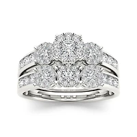 3/4 CT.T.W. Natural Diamond 10K White Gold Bridal Set