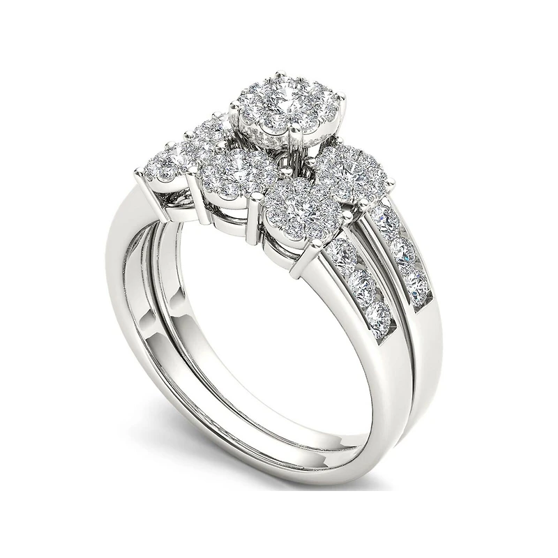 3/4 CT.T.W. Natural Diamond 10K White Gold Bridal Set