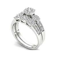 3/4 CT.T.W. Natural Diamond 10K White Gold Bridal Set