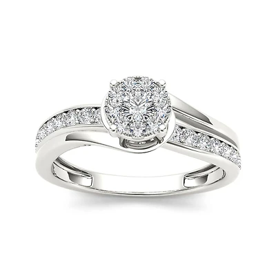 3/8 CT.T.W. Natural Diamond 10K White Gold Engagement Ring