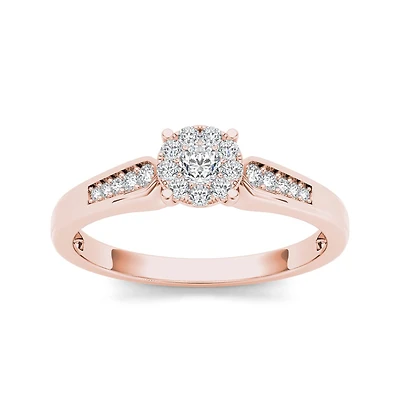 1/4 CT.T.W. Natural Diamond 10K Rose Gold Engagement Ring