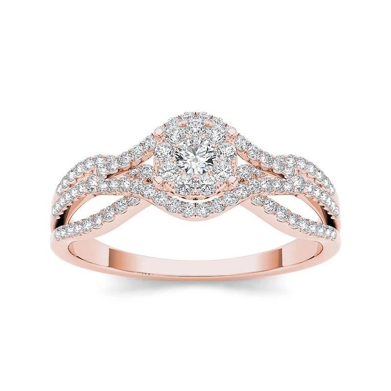 CT.T.W. Natural Diamond 10K Rose Gold Engagement Ring