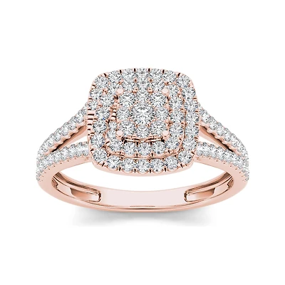 1/2 CT.T.W. Natural Diamond 10K Rose Gold Engagement Ring