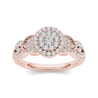 1/2 CT.T.W. Natural Diamond Cluster 10K Rose Gold Engagement Ring
