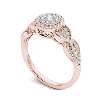 1/2 CT.T.W. Natural Diamond Cluster 10K Rose Gold Engagement Ring