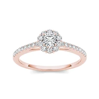 1/2 CT.T.W. Natural Diamond 10K Rose Gold Halo Engagement Ring