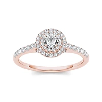 1/2 CT.T.W. Natural Diamond Halo 10K Rose Gold Engagement Ring