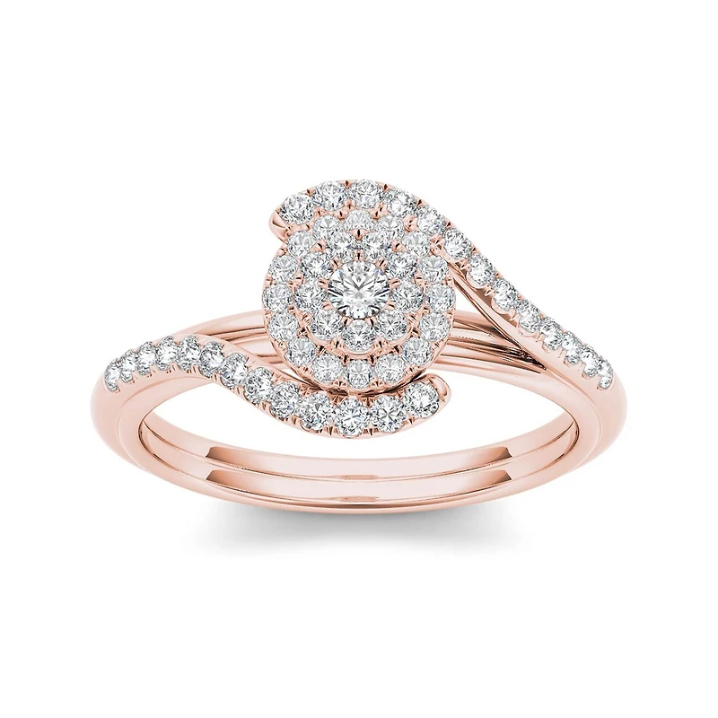 3/8 CT.T.W. Natural Diamond 10K Rose Gold Engagement Ring