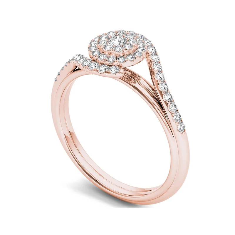 3/8 CT.T.W. Natural Diamond 10K Rose Gold Engagement Ring
