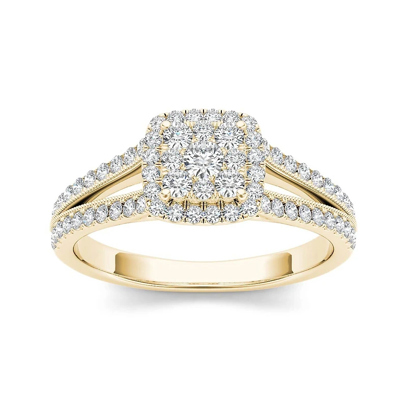 1/2 CT.T.W. Natural Diamond 10K Yellow Gold Engagement Ring