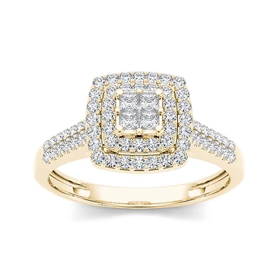 1/2 CT.T.W. Natural Diamond 10K Yellow Gold Engagement Ring