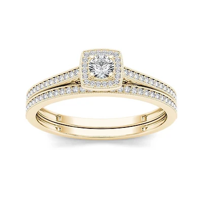 1/3 CT.T.W. Natural Diamond 10K Yellow Gold Bridal Set