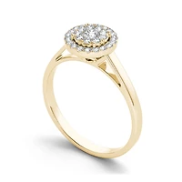 1/3 CT.T.W. Natural Diamond 10K Yellow Gold Round Cluster Engagement Ring