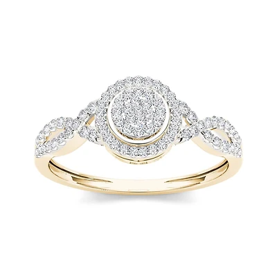 3/ CT.T.W. Natural Diamond 10K Yellow Gold Engagement Ring