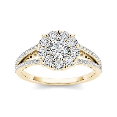 1 CT.T.W. Natural Diamond 10K Yellow Gold Engagement Ring