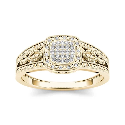 1/10 CT.T.W. Natural Diamond 10K Yellow Gold Engagement Ring