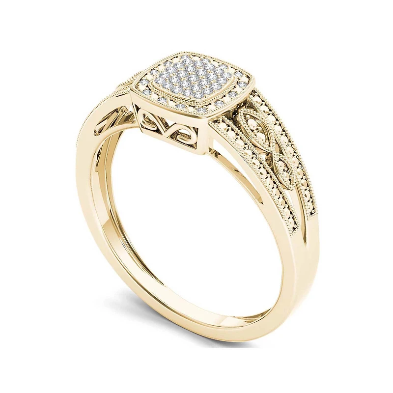 1/10 CT.T.W. Natural Diamond 10K Yellow Gold Engagement Ring