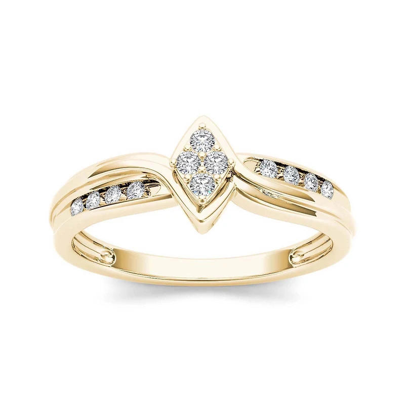 1/10 CT.T.W. Natural Diamond 10K Yellow Gold Engagement Ring