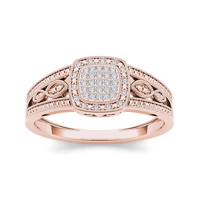 1/10 CT.T.W. Natural Diamond 10K Rose Gold Engagement Ring