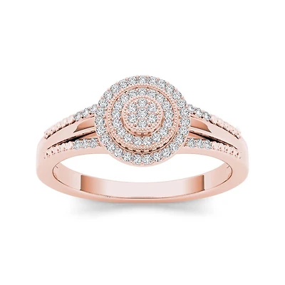 1/6 CT.T.W. Natural Diamond 10K Rose Gold Engagement Ring