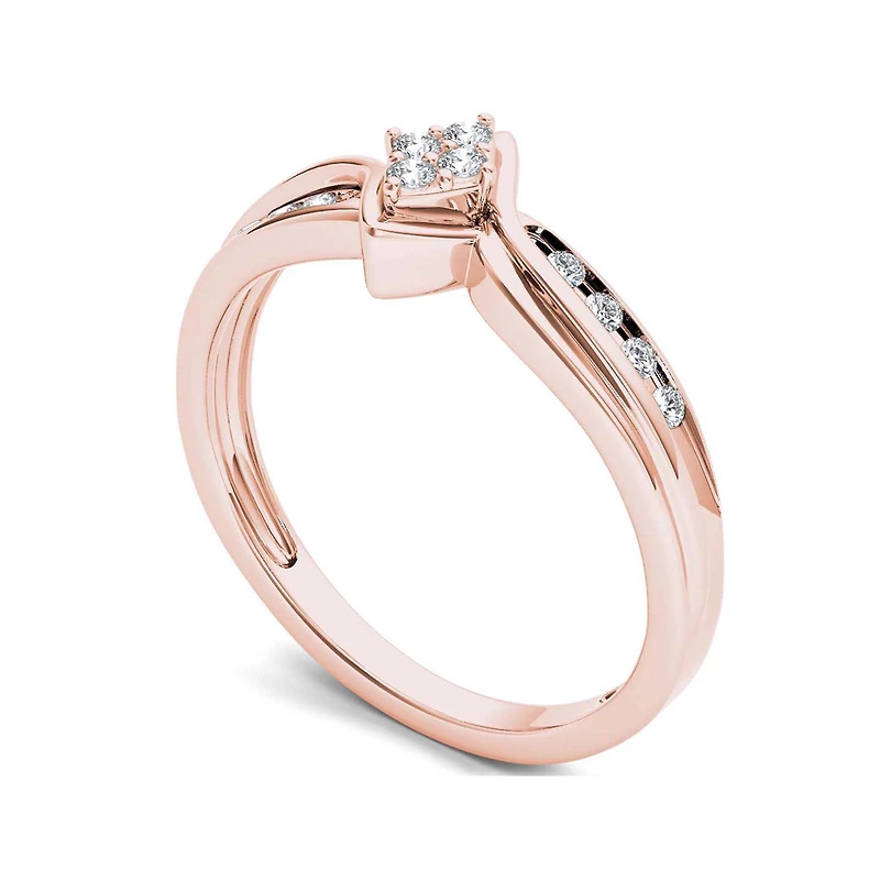 1/10 CT.T.W. Natural Diamond 10K Rose Gold Engagement Ring