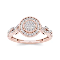 1/5 CT.T.W. Natural Diamond 10K Rose Gold Cluster Engagement Ring
