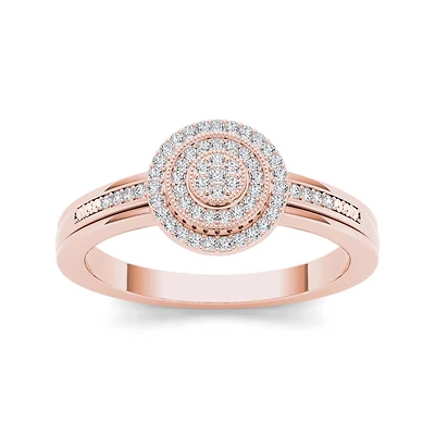 1/6 CT.T.W. Natural Diamond 10K Rose Gold Round Cluster Engagement Ring