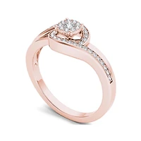 1/5 CT.T.W. Natural Diamond Swirl 10K Rose Gold Engagement Ring