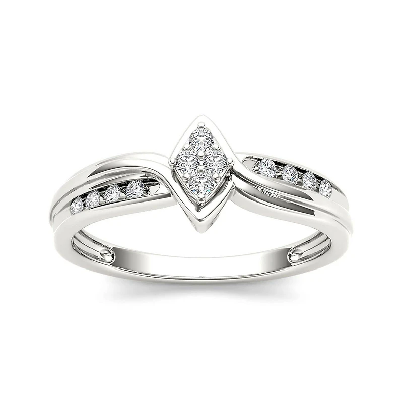 1/10 CT.T.W. Natural Diamond 10K White Gold Engagement Ring