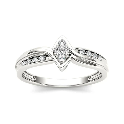 1/10 CT.T.W. Natural Diamond 10K White Gold Engagement Ring