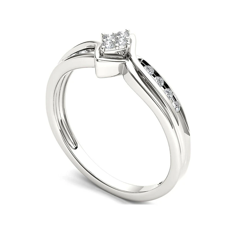 1/10 CT.T.W. Natural Diamond 10K White Gold Engagement Ring