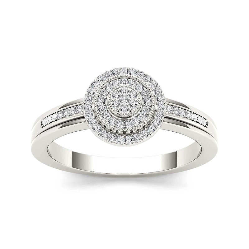 1/6 CT.T.W. Natural Diamond 10K White Gold Round Cluster Engagement Ring