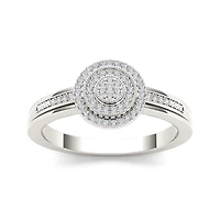 1/6 CT.T.W. Natural Diamond 10K White Gold Round Cluster Engagement Ring